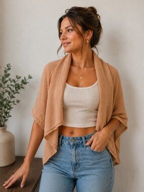 Light Peach Women's Scarf - Elegant Lightweight Wrap